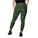 Vibe: Historic Scottish Highland Castle Garden Hedge and Flowers Leggings Crossover Waist with Pockets