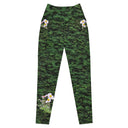 Vibe: Historic Scottish Highland Castle Garden Hedge and Flowers Leggings Crossover Waist with Pockets