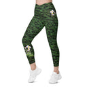 Vibe: Historic Scottish Highland Castle Garden Hedge and Flowers Leggings Crossover Waist with Pockets